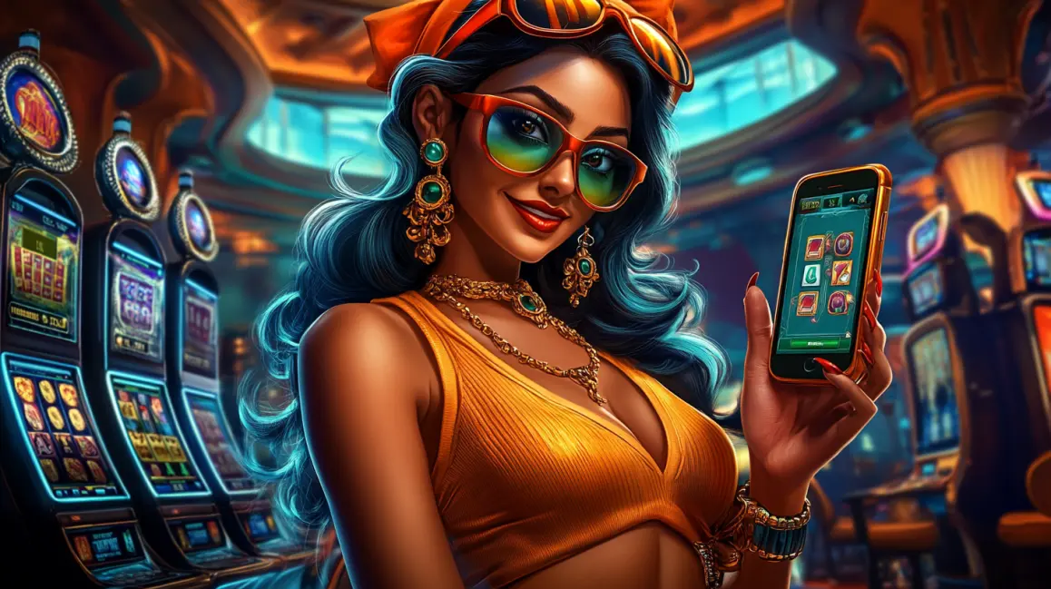 The Easiest Way to Bet on Live Sports | UUBD. A woman with cat ears and a cheerful smile holds her phone, ready to place a bet on a sports match in a packed stadium with the easy-to-use UUBD mobile app.