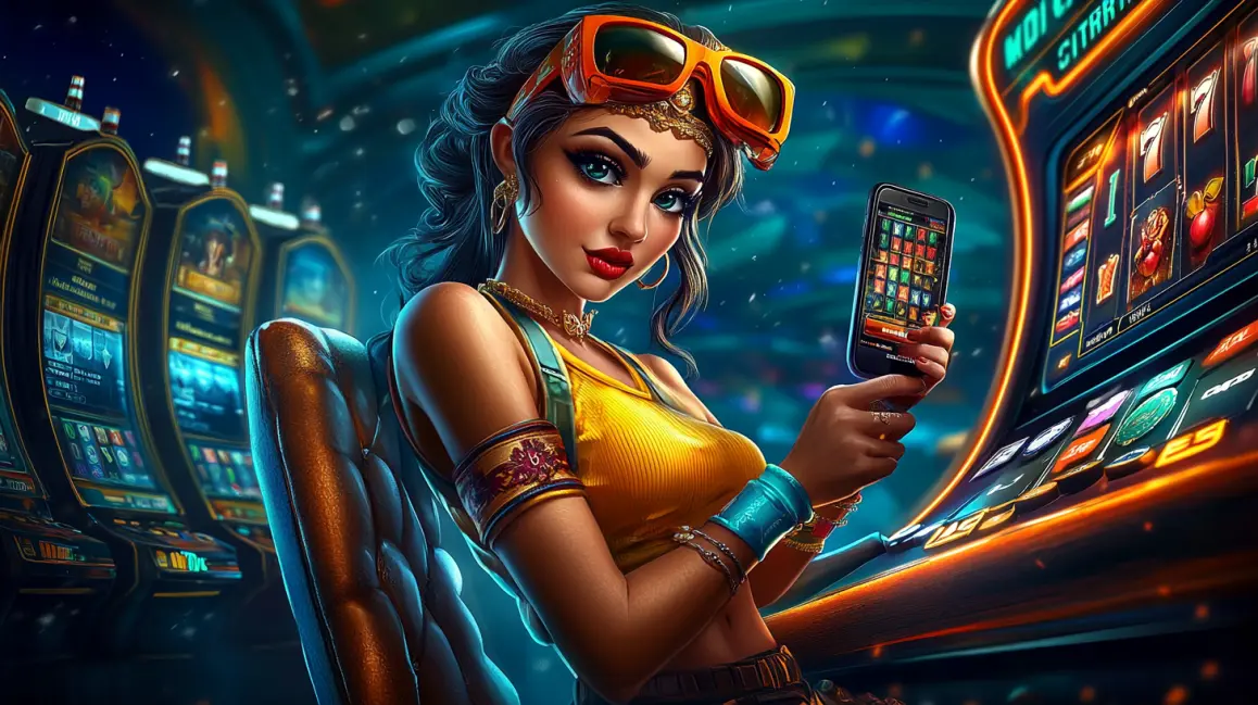 Experience the Magic of Winning at UUBD. A beautiful woman with glowing hair is surrounded by a shower of gold coins and roulette wheels in the vibrant UUBD casino, where magical wins are always possible.