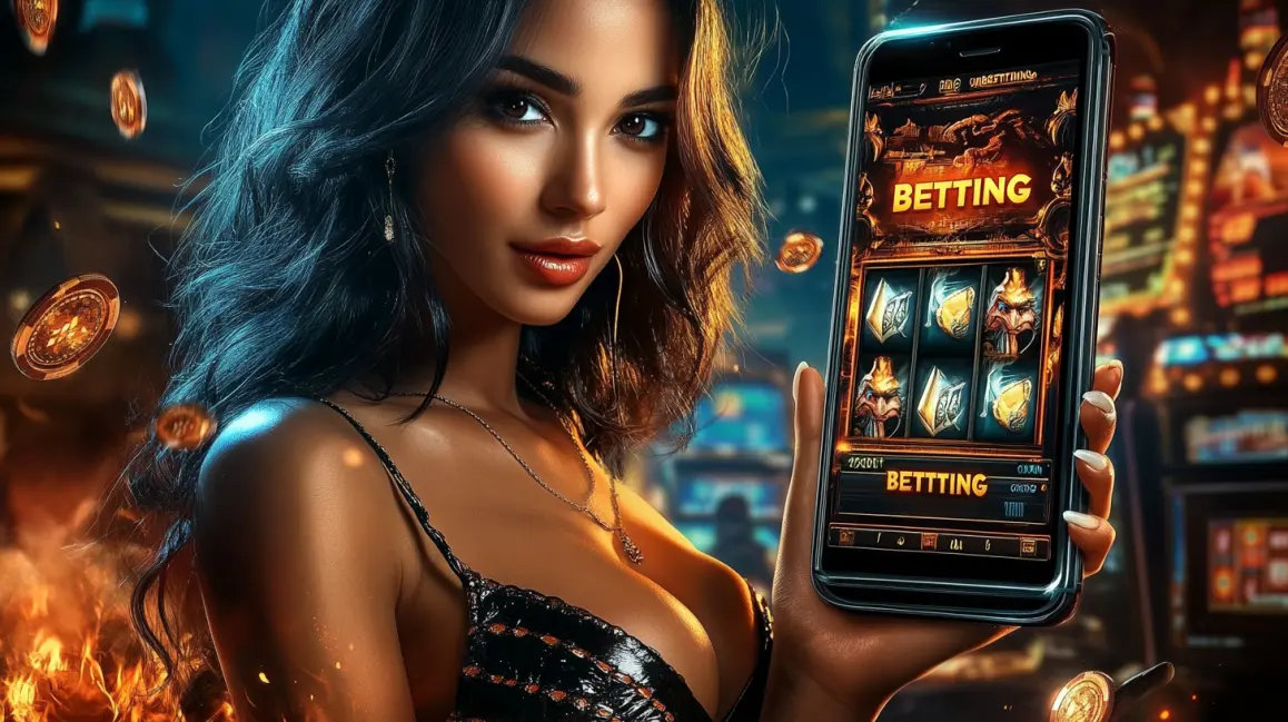 A beautiful woman with blue hair is surrounded by a shower of gold coins in the vibrant UUBD casino, where magical wins and exciting jackpots are always possible.